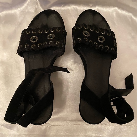 ALL SAINTS Suede Leather Wedge Sandals - Picture 3 of 8